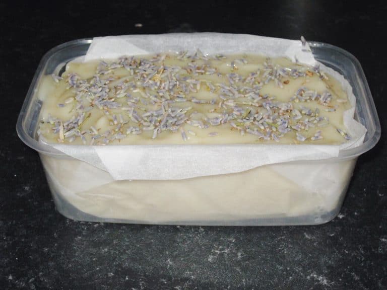 how to make oatmeal and lavender soap - sprinkle lavender flowers