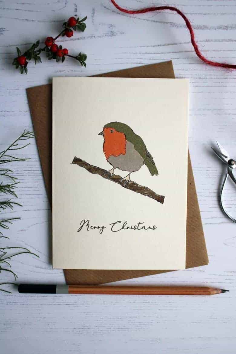 embroidered robin handmade christmas cards #handmade #christmas #cards #robin #embroidery