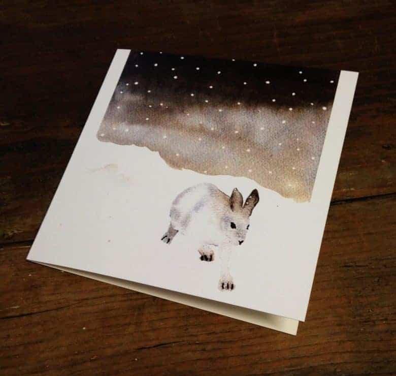 snow hare card from etsy uk by tilly prints #handmade #christmascard #etsyuk