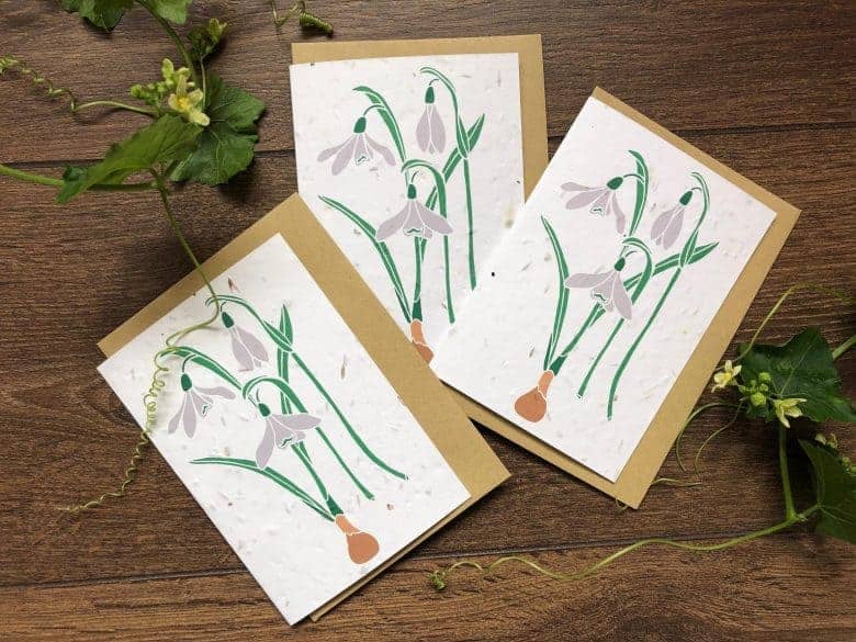 snowdrop plantable seed cards for christmas #christmas #cards #sustainable #handmade