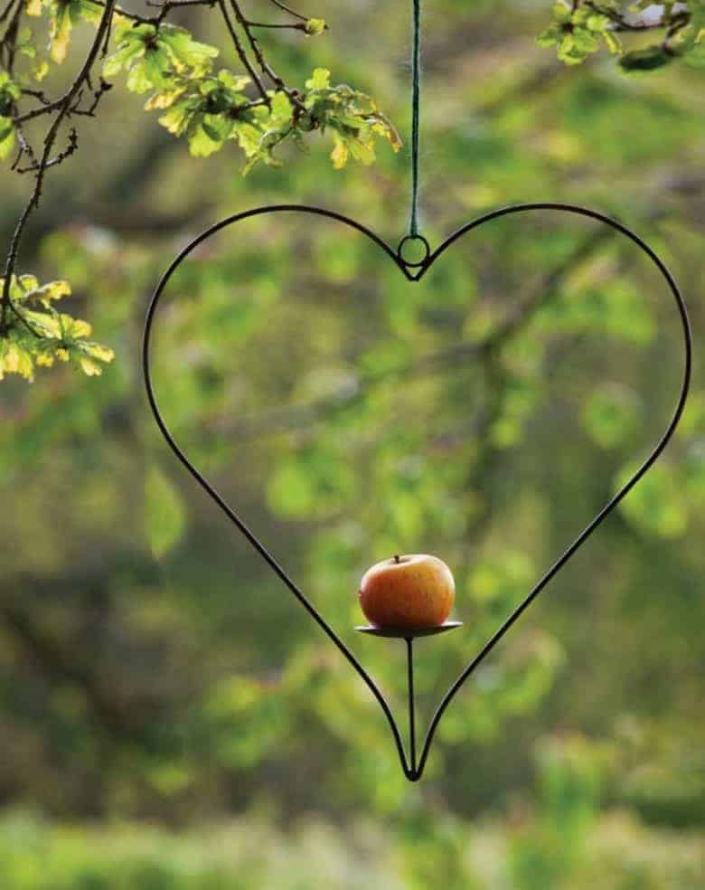 bird feeder metal heart to hang in the garden from sarah raven - just one of my favourite gift ideas for gardeners #gardeners #giftideas #gardening #birds #birdfeeder