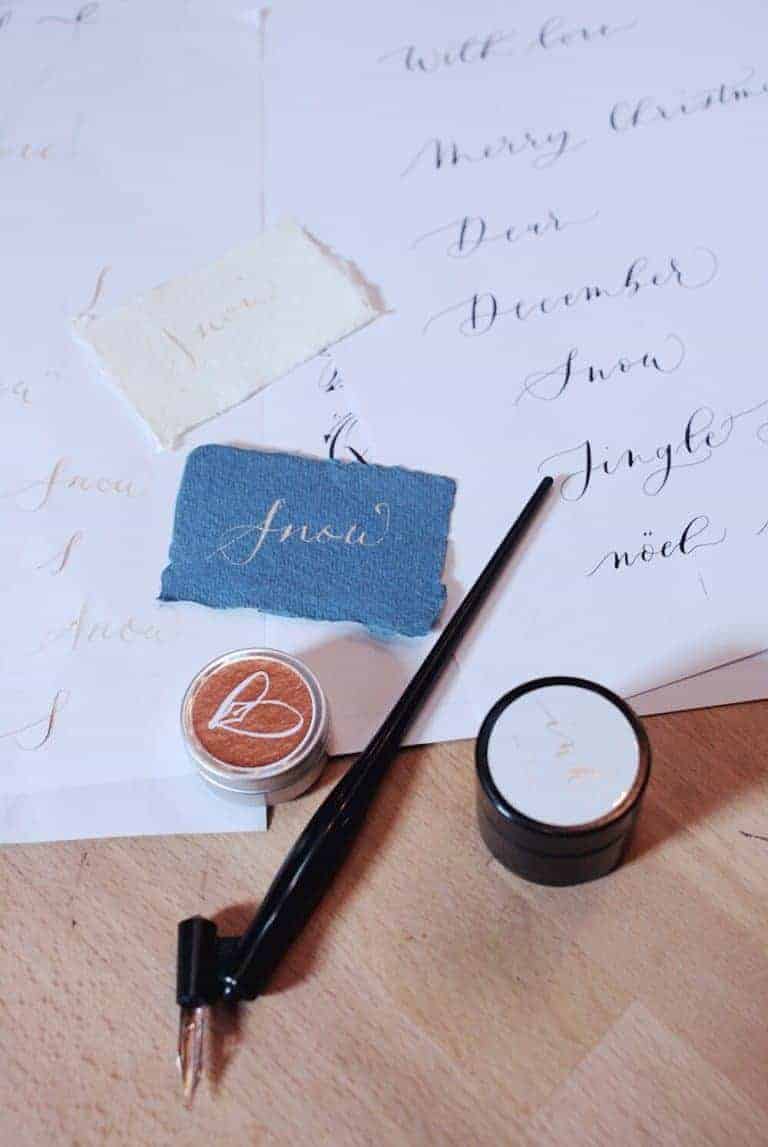 contemporary calligraphy workshop with gemma milly learn how to create beautiful ink lettering with easy step by steps DIY tutorial to creating modern calligraphy - including warm up exercises, tips on letter formation and how to get ink flow and nib pressure right. Click through to learn how to create modern calligraphy and lettering you'll be amazed you could! #calligraphy #moderncalligraphy #lettering #calligraphyworkshop #frombritainwithlove