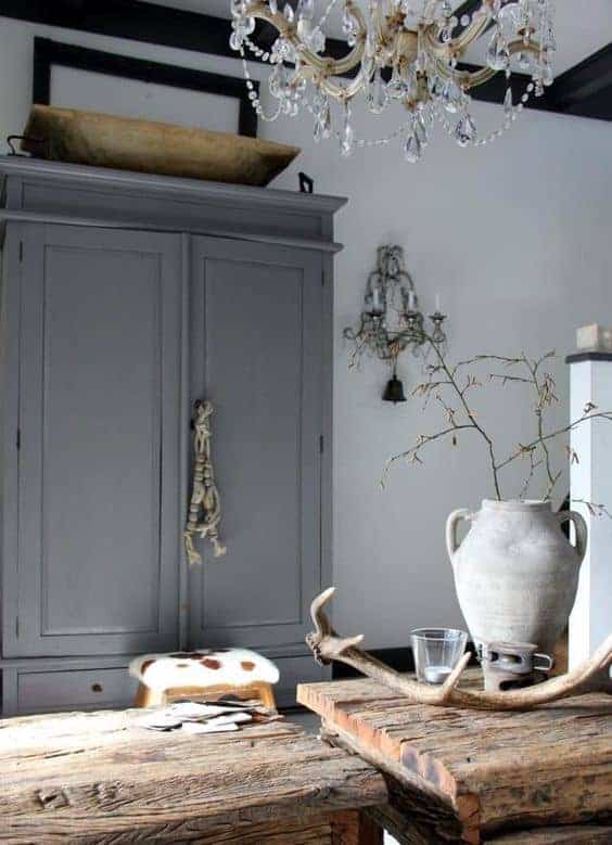 modern rustic kitchen grey cupboard