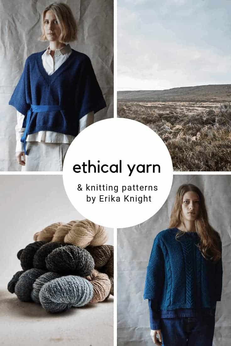love erika knight ethical british yarns and wools and simply stylish knitting patterns. Click through for all the details you need to connect with Erika and to find the ethical yarns and knitting patterns for your own creative knitting projects #knittingpatterns #erikaknight #ethicalyarn #wool #knittingprojects #frombritainwithlove