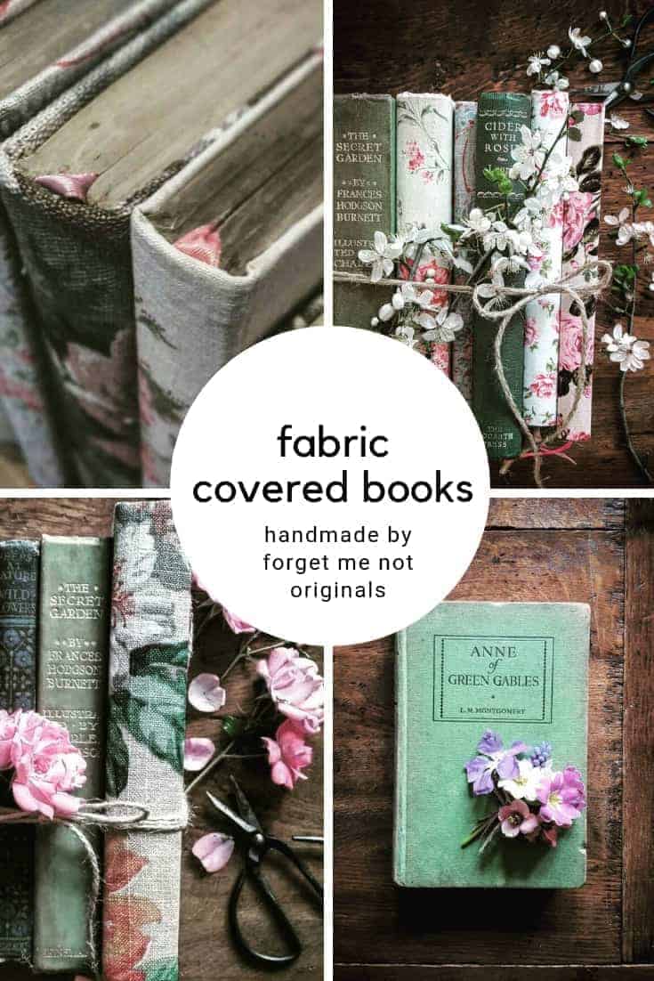 love these vintage fabric re covered old books and classic novels and notebooks handmade by Forget me Not Originals - like Jane Austen, the Brontes, Daphne du Maurier, Louisa May Alcott and more. Click through to get all the details you need to buy the perfect handmade ethical and upcycled gift #upcycled #janeausten #brontes #anneofgreengables #littlewomen #handmadegifts #frombritainwithlove