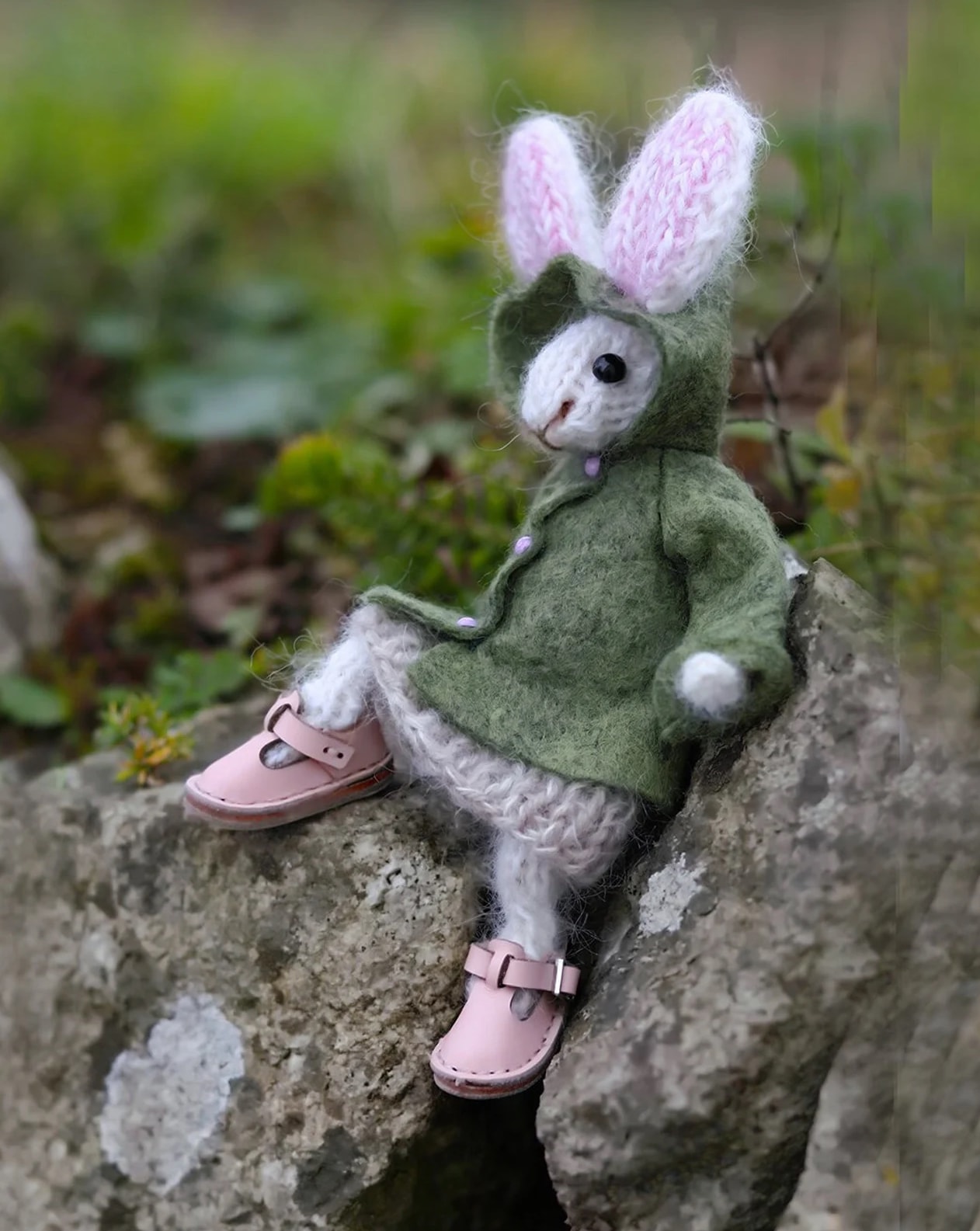 rabbit doll knitting pattern by claire garland of dot pebbles knits - available to buy as a PDF pattern on Etsy at a special introductory price. Click through to get all the info you need and don't miss out on your free baby bunny knitting pattern too!
