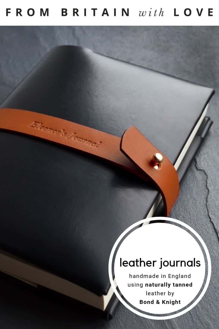 love these handmade leather goods using naturally tanned leather including journals, wallets and notebooks made in England using ethically produced eco friendly leather and personalised with embossing. Click through to discover award-winning Bond & Knight handmade leather goods made in England using ethically produced vegetable naturally tanned leather #sustainable #vegleather #naturallytanned #handmade #leather #frombritainwithlove #madeinengland #personalisled