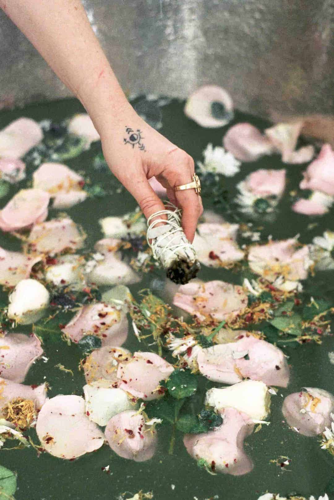 ritual bath pink roses mama medicine deborah hanekamp