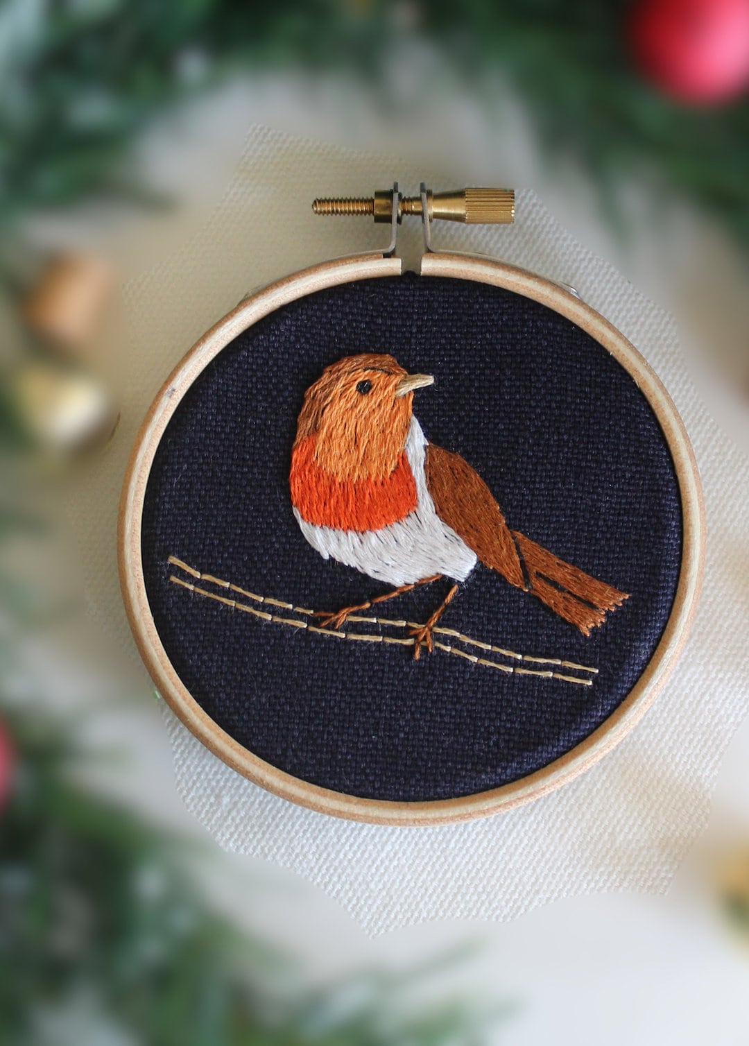 robin bauble embroidery kit christmas tree decoration gift topper embroidery hoop holiday 