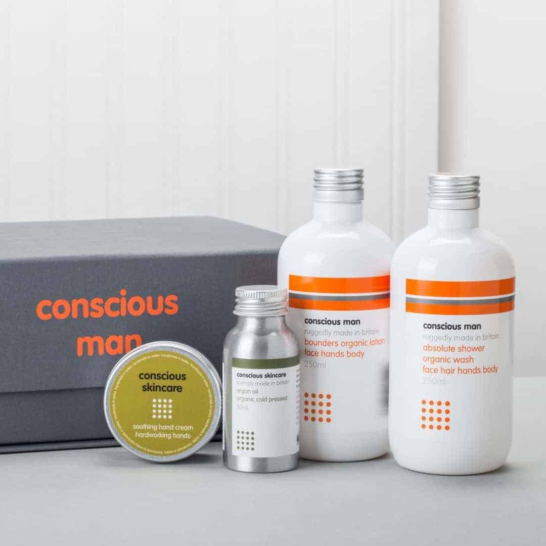 love this stylish organic skincare gift box for men made in wales by conscious skincare. click through for more unique fathers day gift ideas he'll love