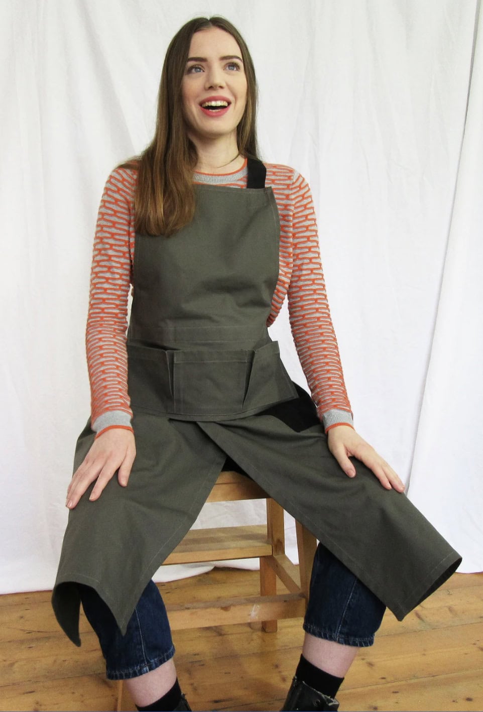 ultimate craft apron army green workwear cross back handmade in england by in the making aprons