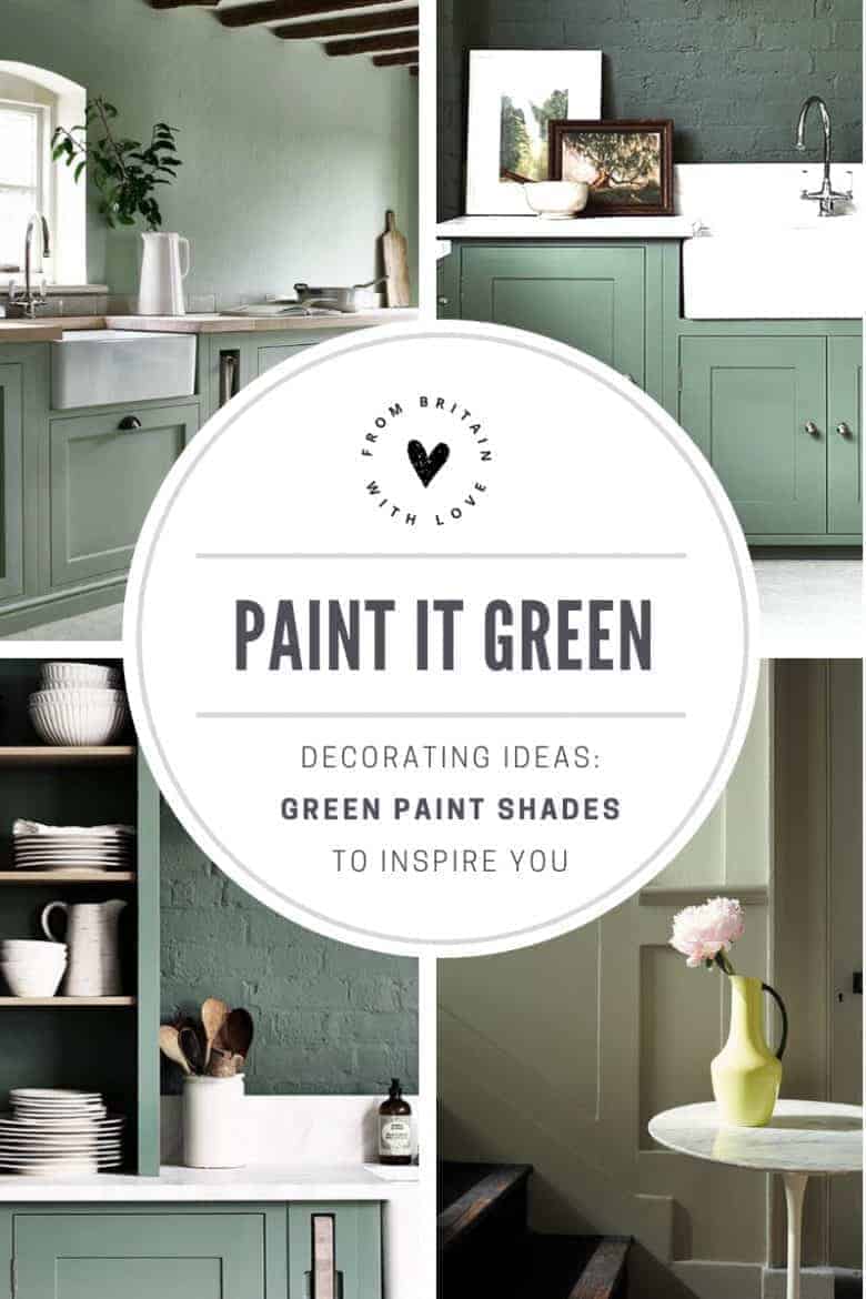 love these sage and darker green paint colours by Neptune and Little Greene . Click through for painted kitchen ideas, decorating ideas for hallways, living rooms, bedrooms and more all with shades of green paint - from sage greens, dark greens, pale green and aquas to bright pea and the darkest forest green shades. #greenpaint #decoratingideas #paintedkitchen #neptune #littlegreene #frombritainwithlove #bedroom #livingrooom