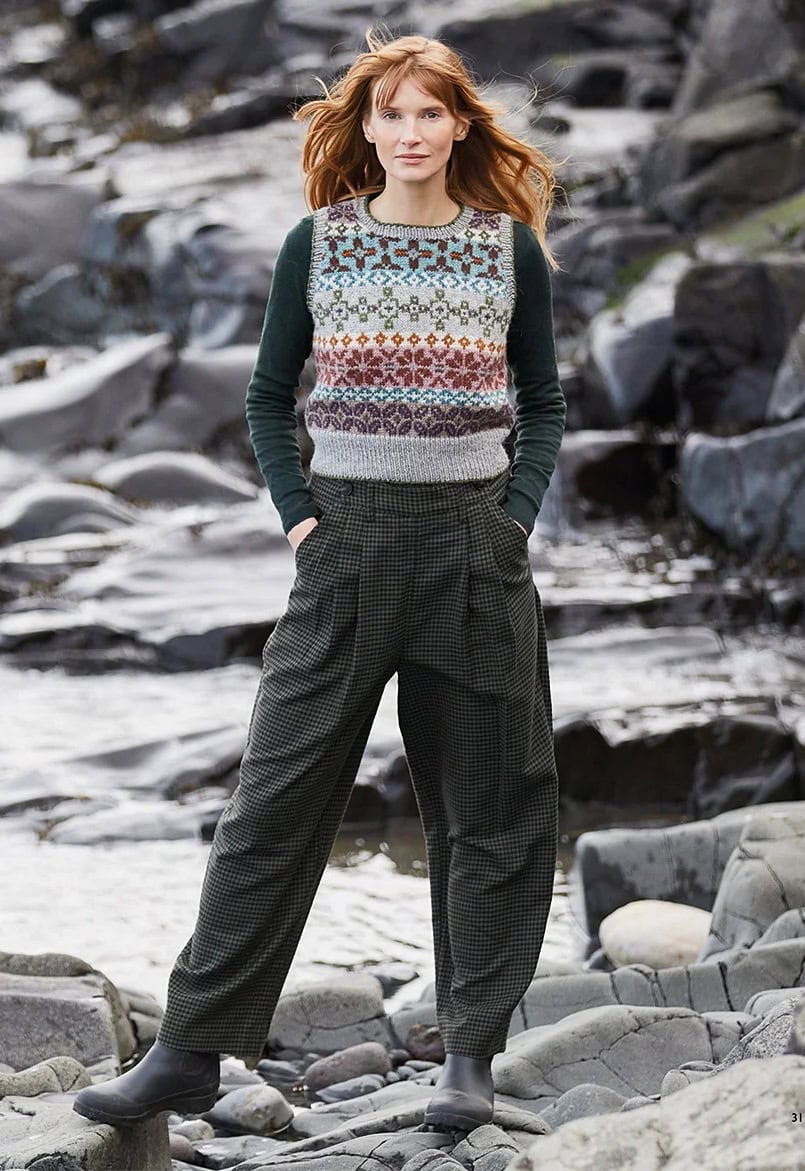 budle fair isle tank top vest knitting pattern by marie wallin
