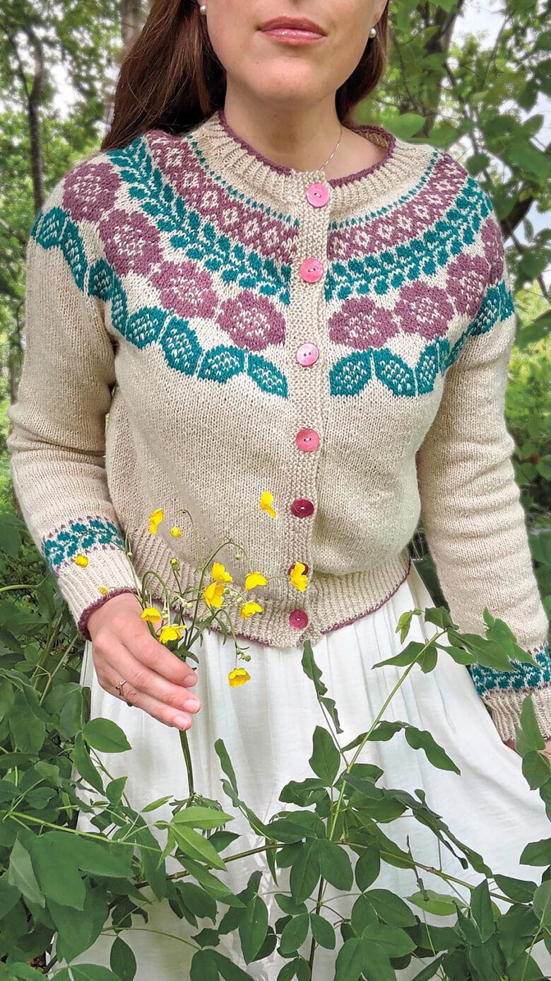 summer fair isle cardigan free knitting pattern by Maja Karlsson