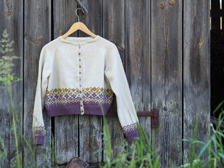 sommarkoftan20 spring summer fair isle cardigan free knitting pattern by maja karlsson