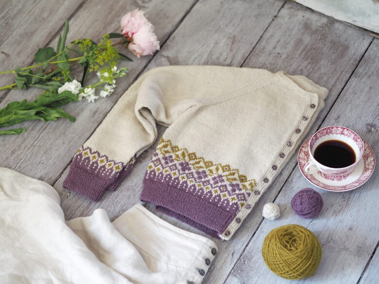 sommarkoftan20 spring summer fair isle cardigan free knitting pattern by maja karlsson