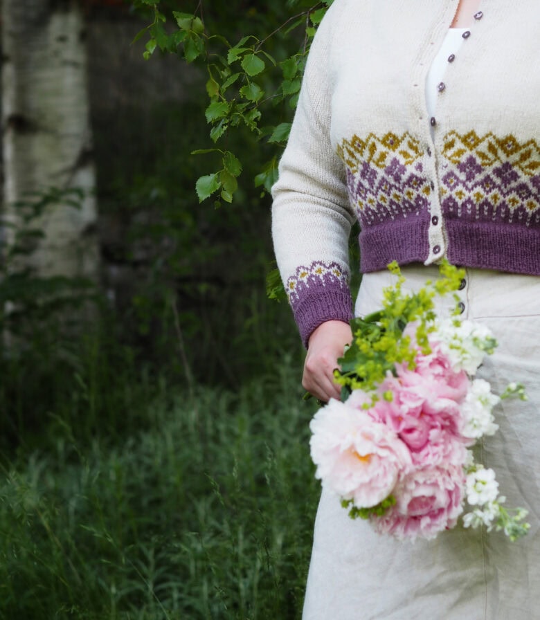sommarkoftan20 spring summer fair isle cardigan free knitting pattern by maja karlsson