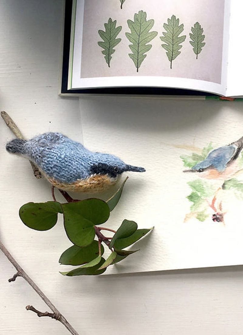 nuthatch bird knitting pattern by claire garland aka dot pebbles knits