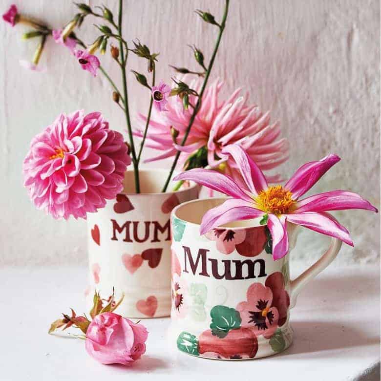 personalised emma bridgewater mum mugs for mother's day and beyond made in Britain with care #emmabridgewater #pottery #madeinbritain #mugs #flowers