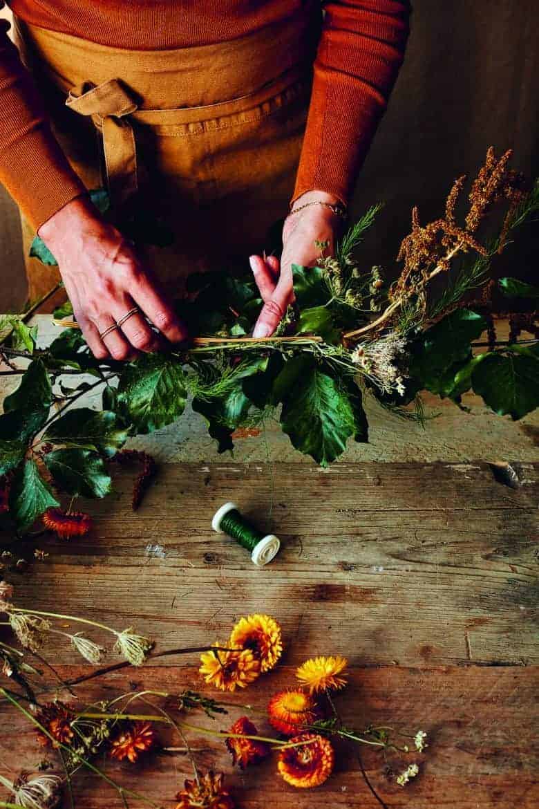 dried flower bough wall hanging by bex partridge from her everlastings book of dried flower ideas