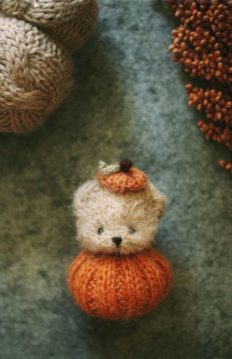 cute kitten and pumpkin knitting pattern