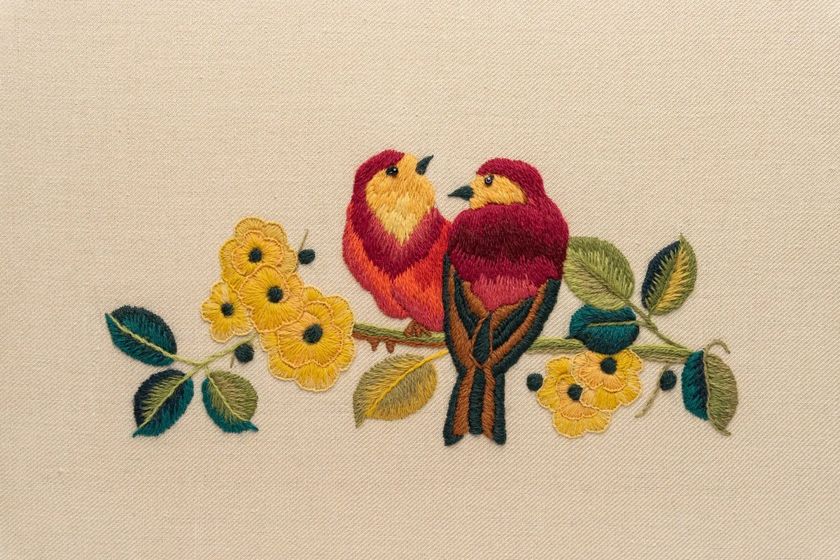 velvet lovebirds crewel work embroidery kit by philippa turnbull