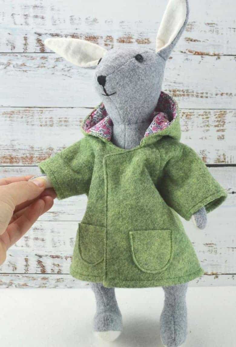 sewing pattern clothes soft toys coat anorak duffle coat for bluebell rabbit felt sewing pattern kit on Etsy 