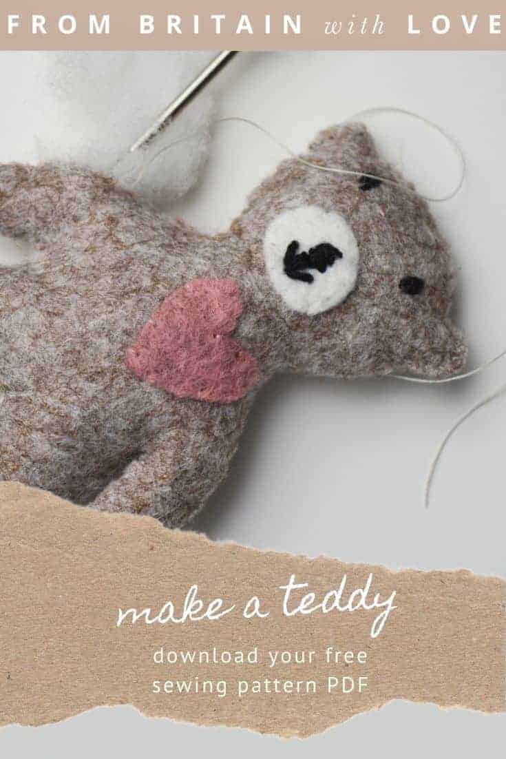 tiny teddy bear free sewing pattern PDF by A Sewing Life with beautiful pattern to download as well as expert tips and step by steps from Lisa herself #teddy #bear #sewing #pattern #etsy #free #frombritainwithlove