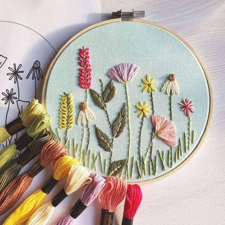 country garden flowers embroidery kit etsy