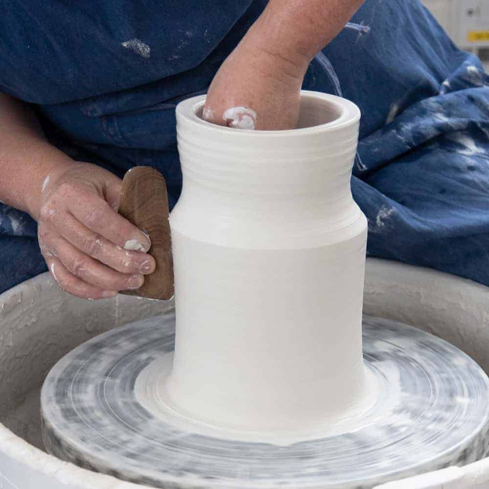 carolyn tripp throwing at the potters wheel