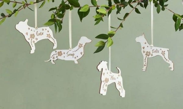 personalised wooden dog christmas decorations dog breeds handmade