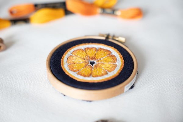orange needle painting kit embroidery kit by paraffle sustainable ethical craft kits from Scotland