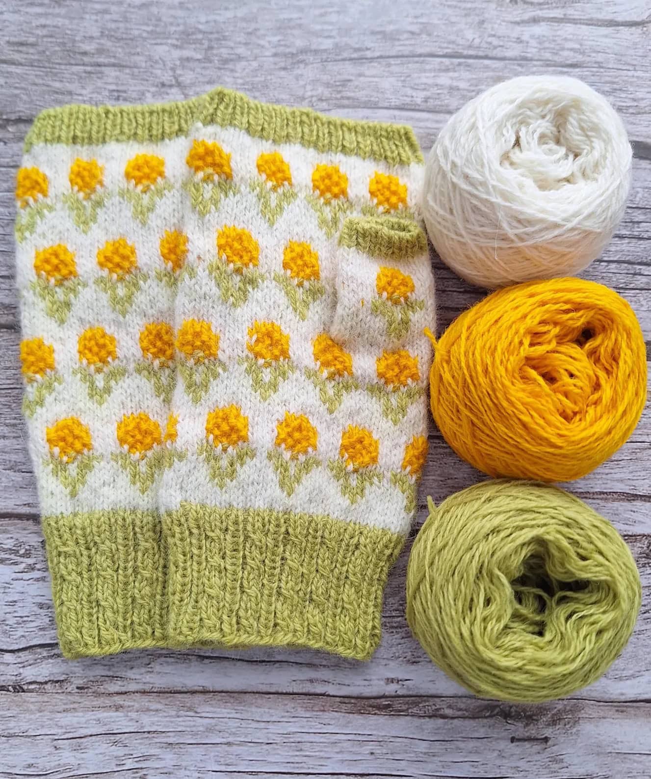 dandelion fingerless gloves knitting pattern and kit