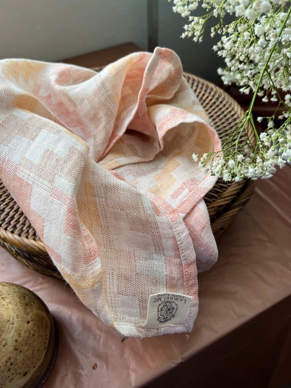 linen napkin in soft spring colours made in England from ethically sourced pure linen by Lemuel MC of London