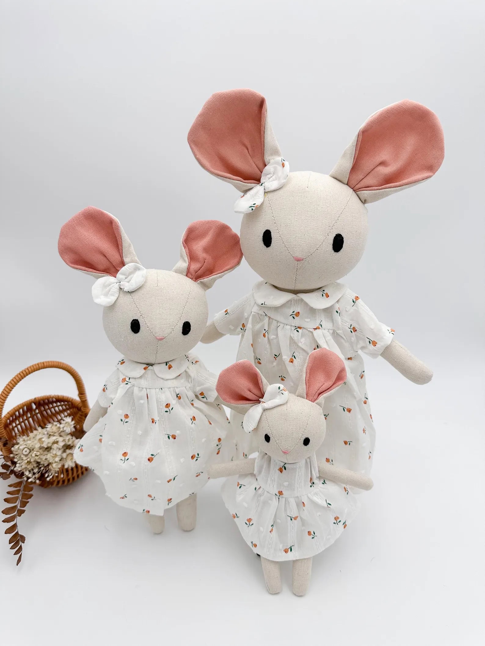 linen mouse rag fabric doll sewing pattern