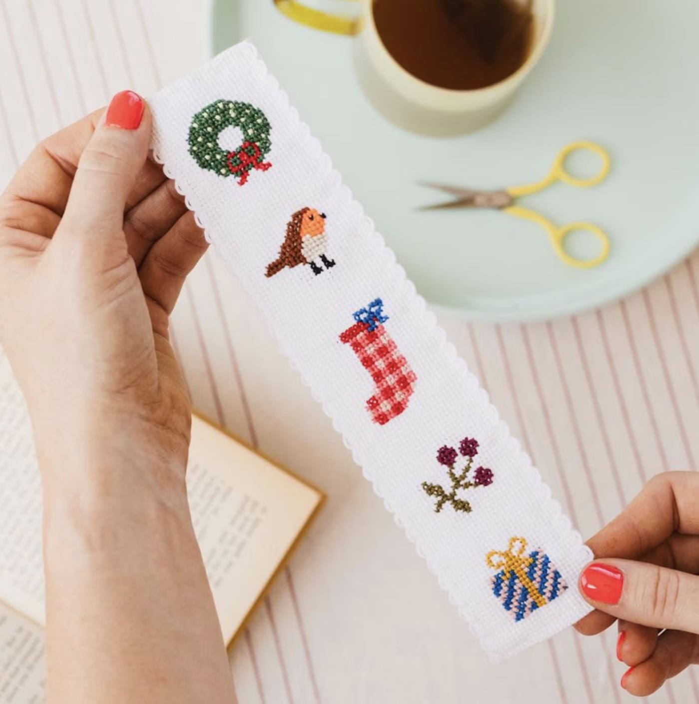 christmas cross stitch bookmark craft kit by crafty clara