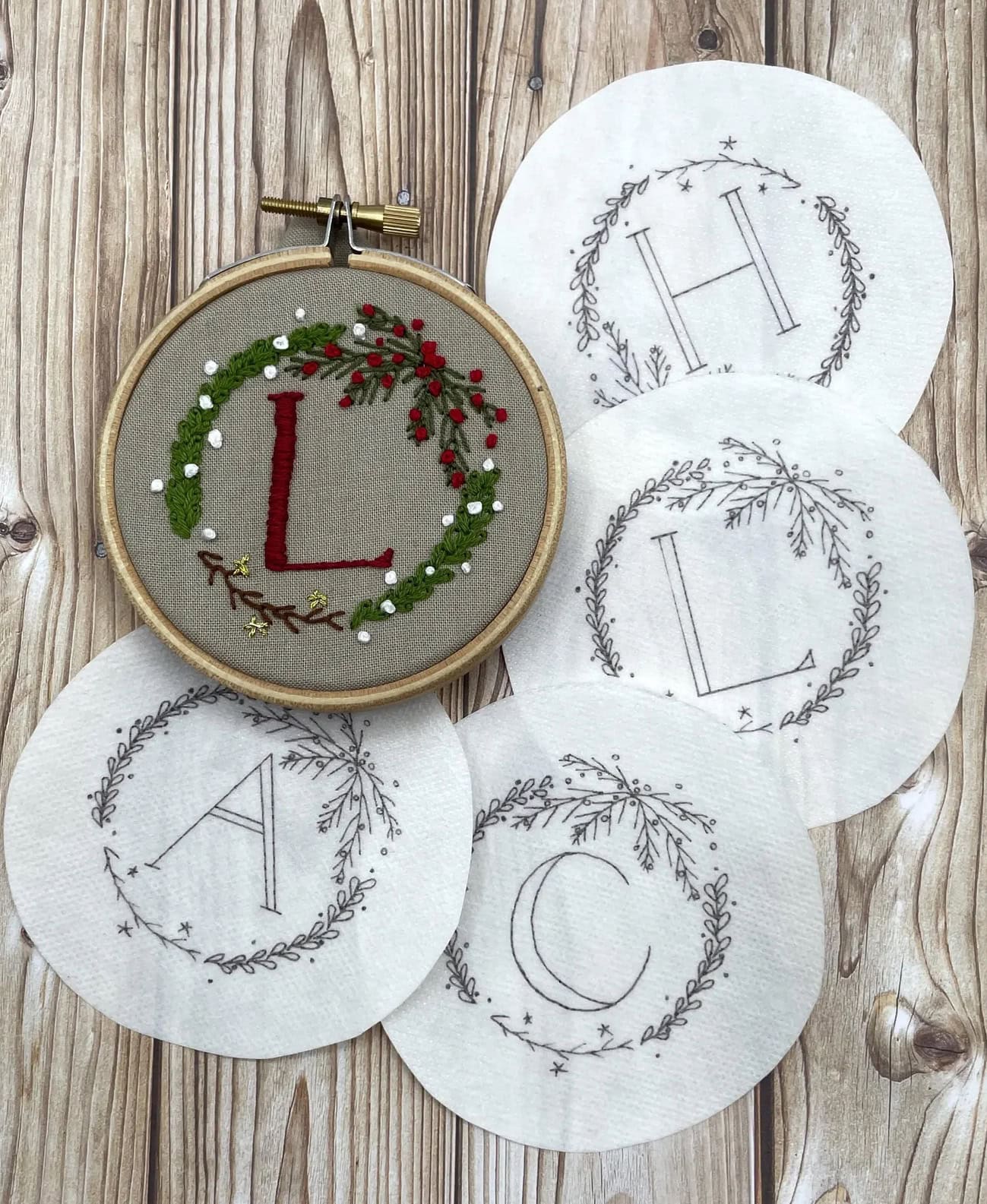 embroidery initials diy christmas decorations