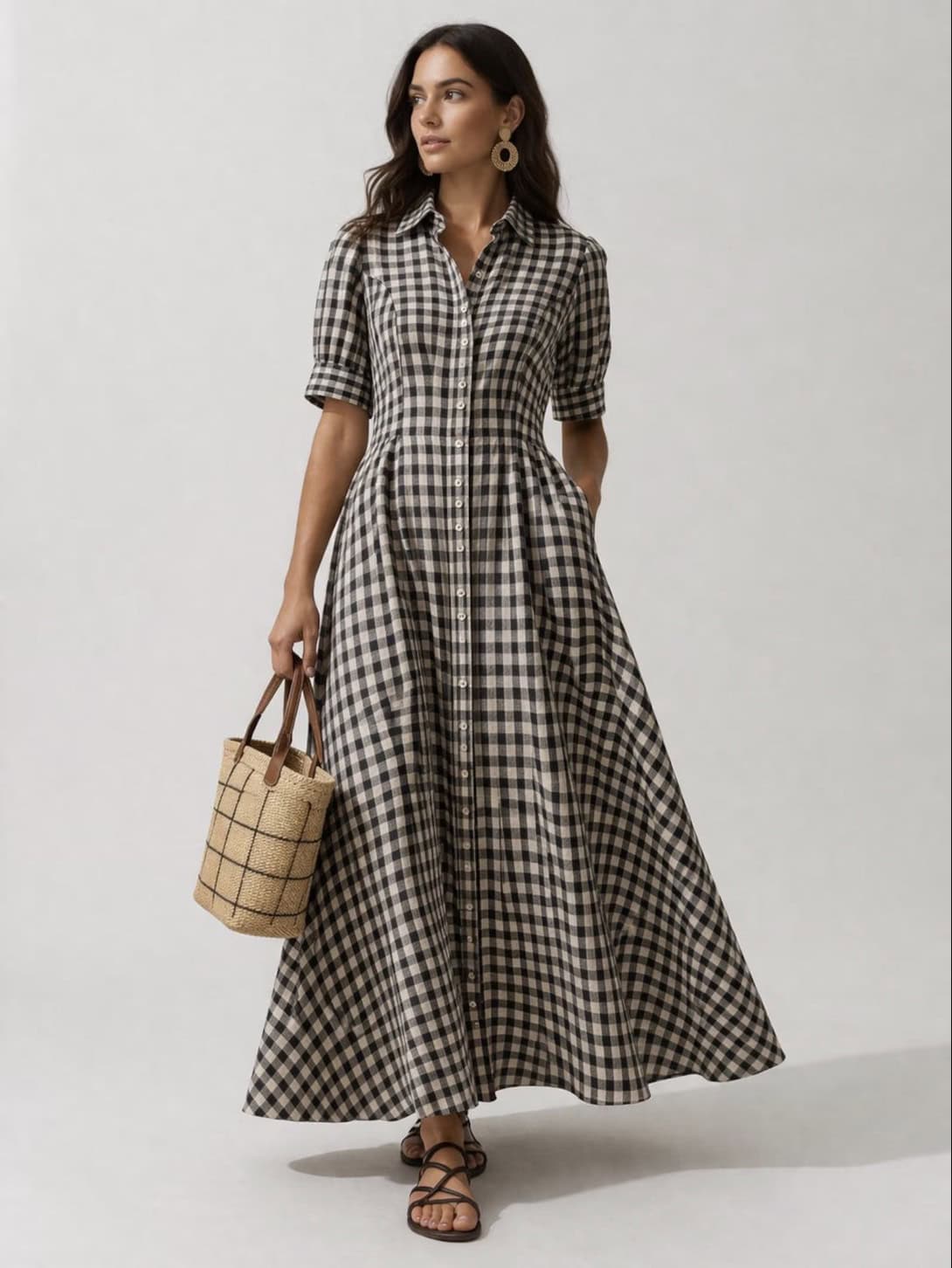gingham shirt dress sewing pattern full length