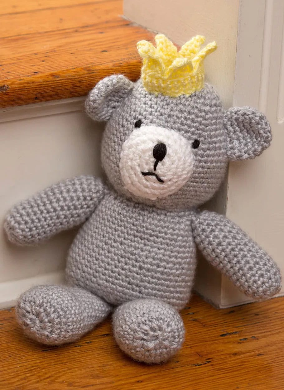 birthday bear teddy free soft toy knitting pattern by Michele Wilcox
