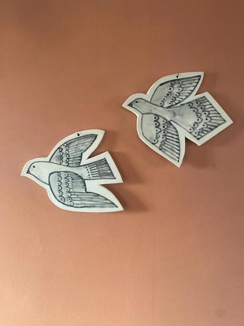 ceramic bird wall hanging by shan studio