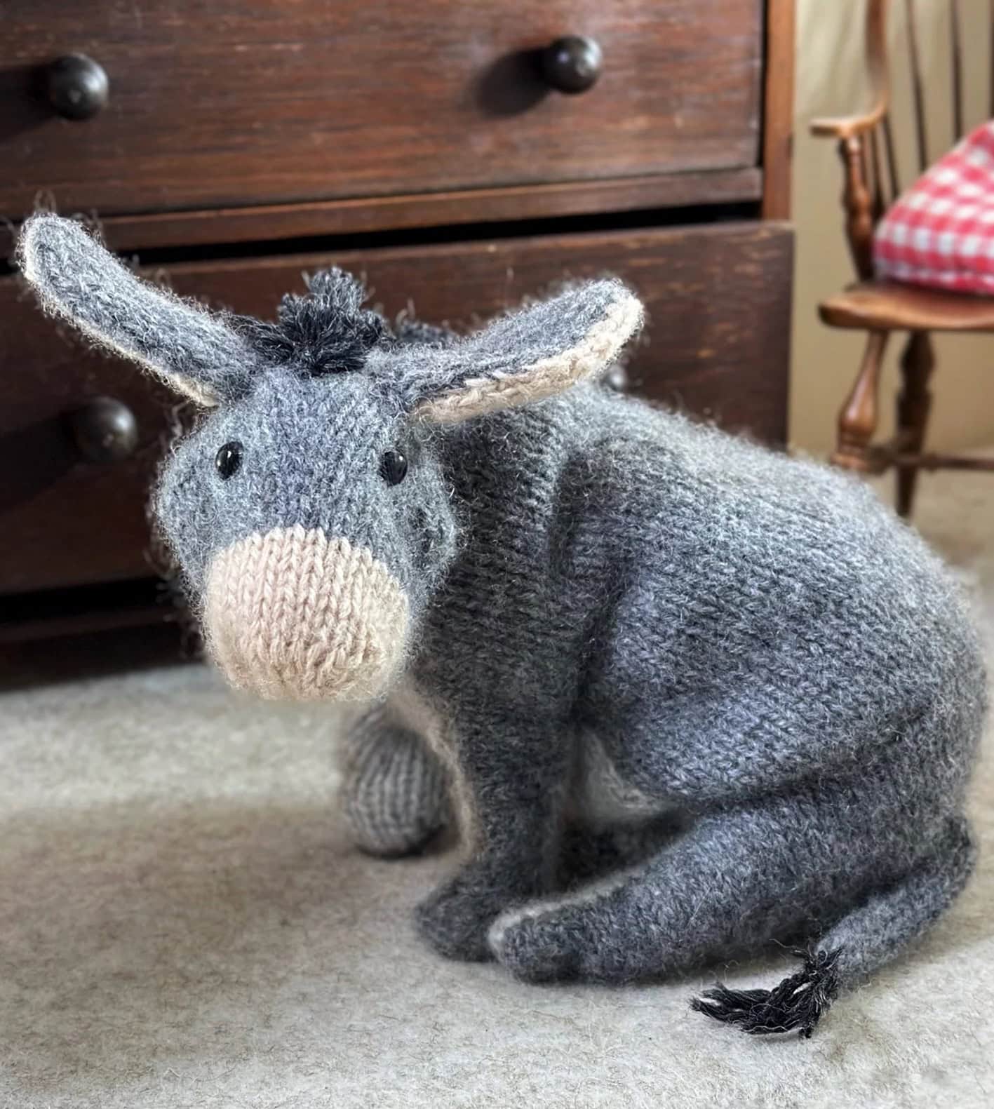 eeyore knitting pattern by claire garland aka dot pebbles knits winnie the pooh soft toy