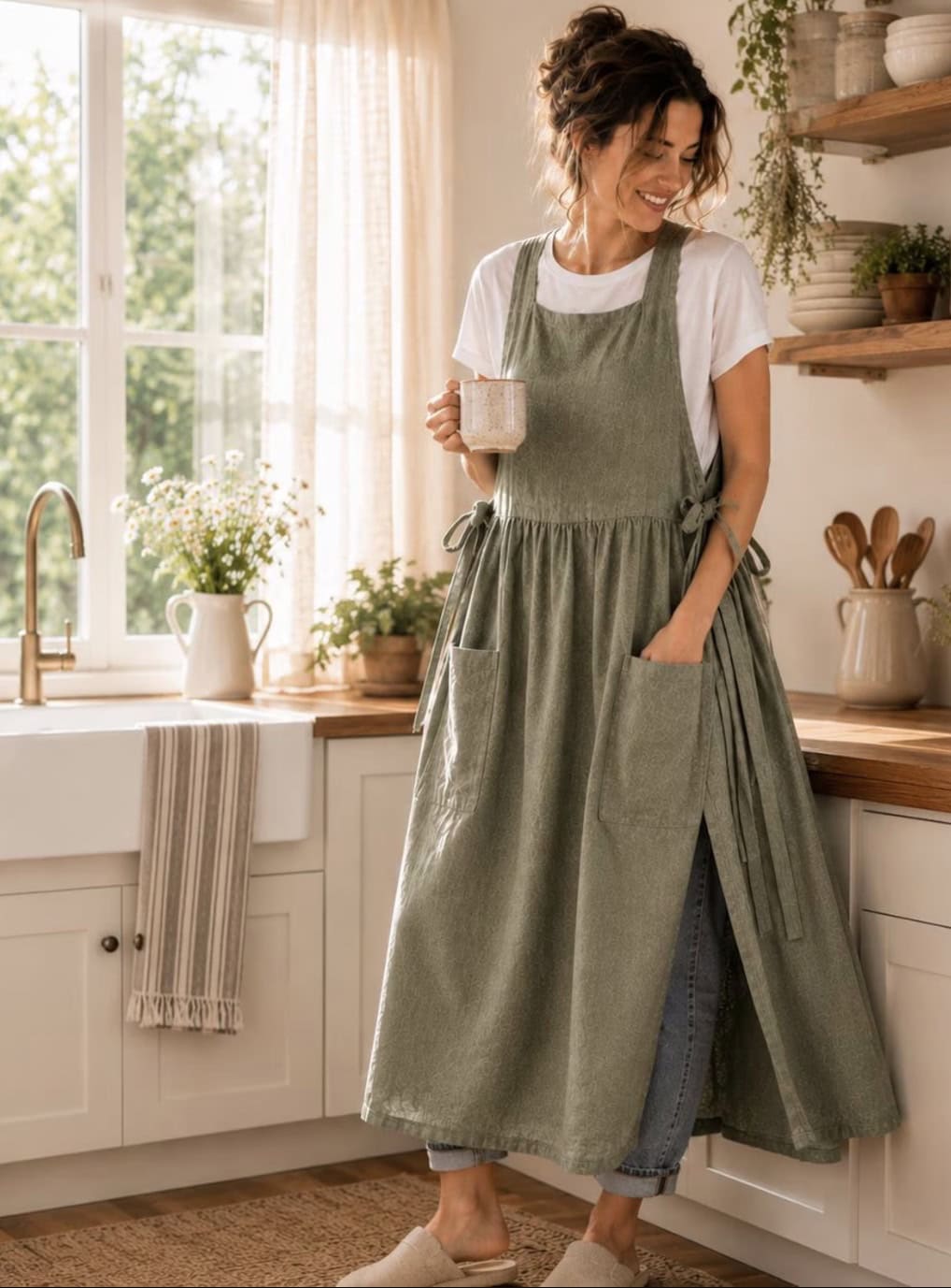 WRAP AROUND LINEN APRON DRESS SEWING PATTERN