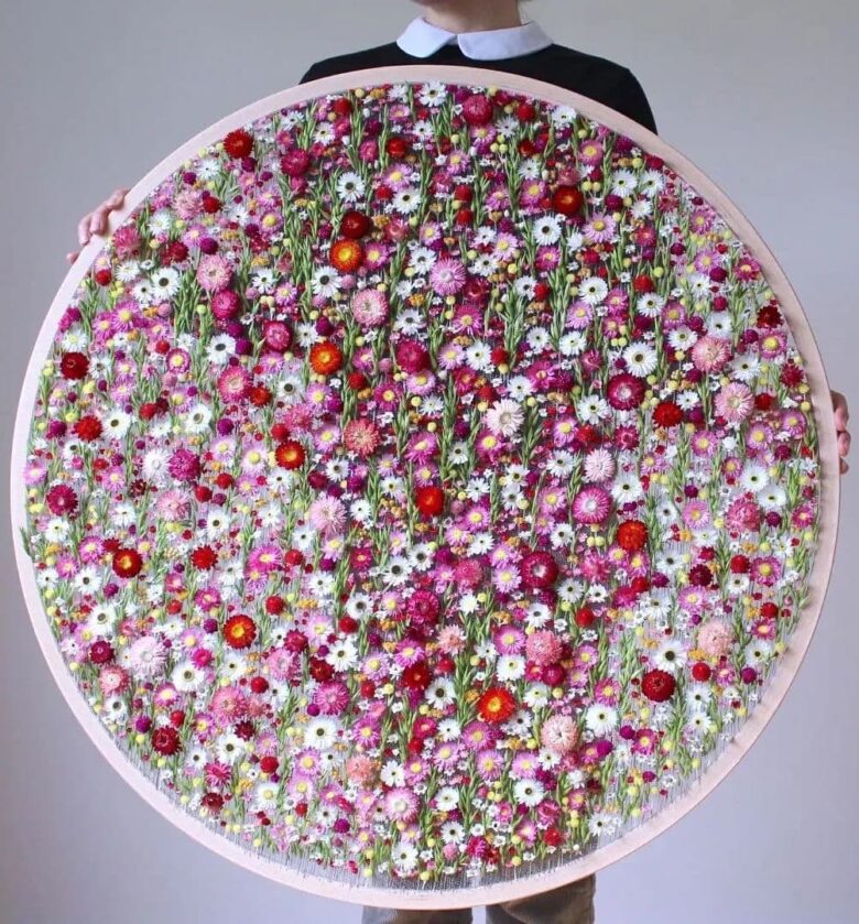 how to embroider with dried flowers on tulle tutorial with olga prinku