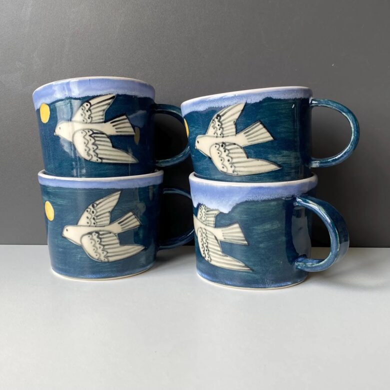 Shan studio ceramics bird handmade mug