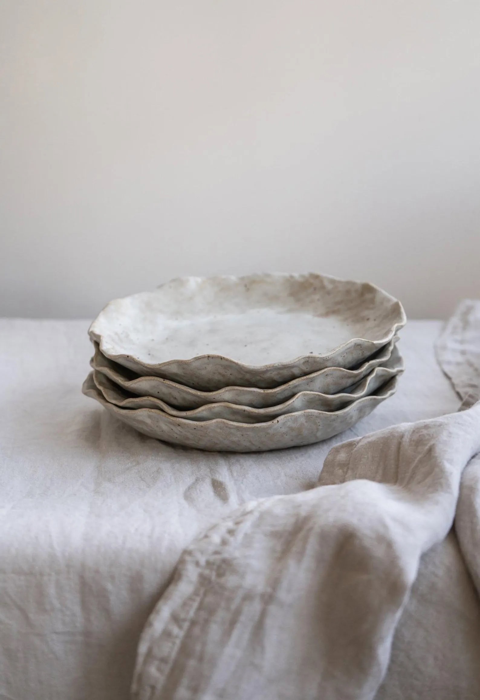 fluted edge slab built little pottery bowls