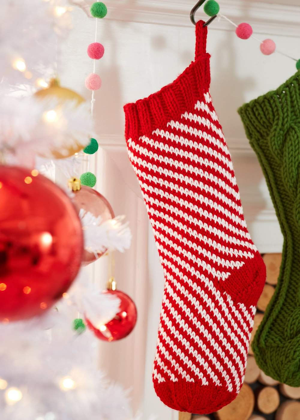 candy cane christmas stocking free knitting pattern by denise balvanz