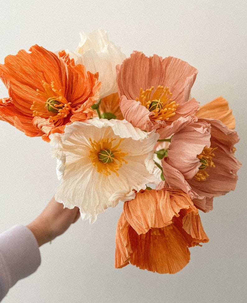 icelandic poppies handmade in paper on etsy