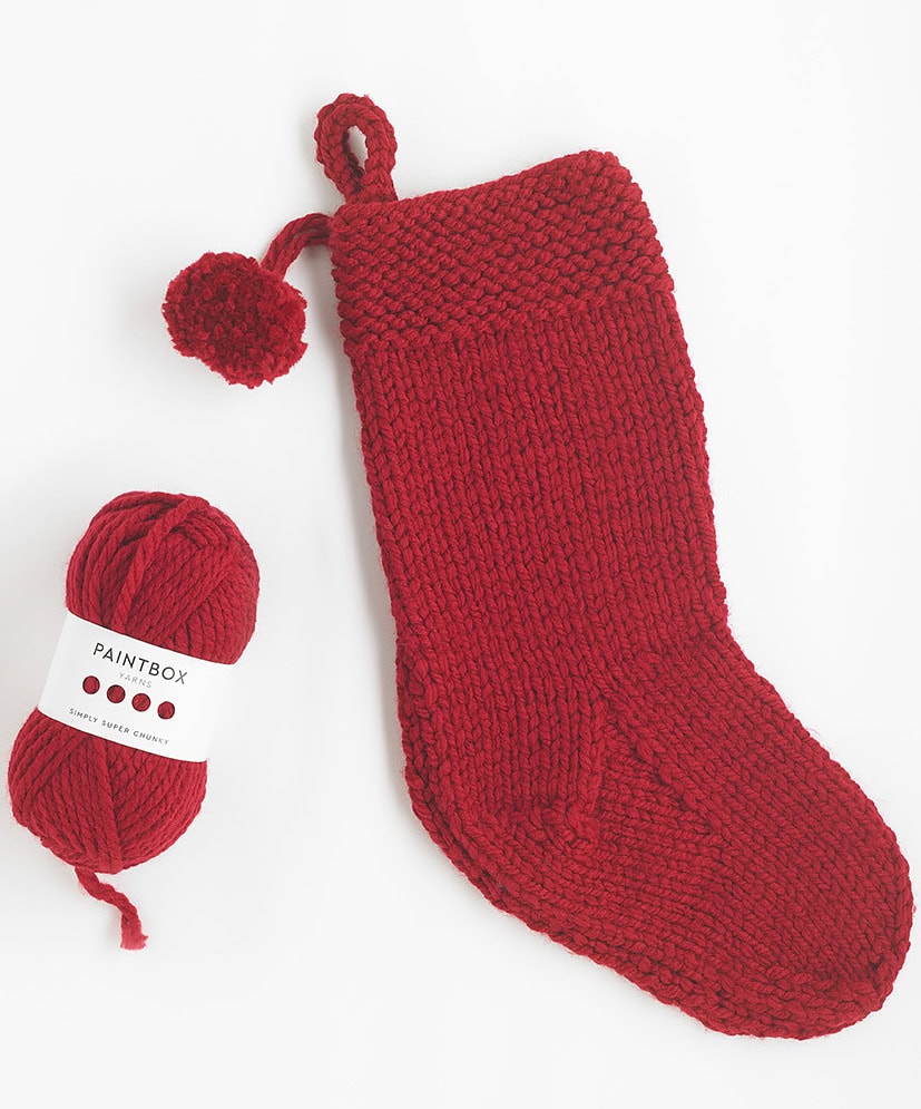 stocking stitch easy christmas stocking free knitting pattern by paintbox yarns