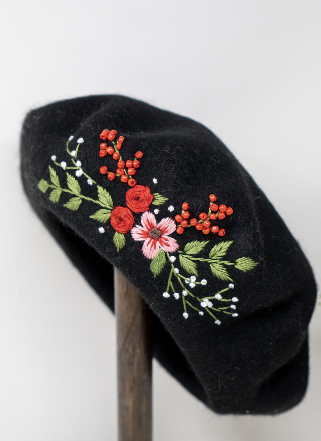 embroidered wool beret from etsy