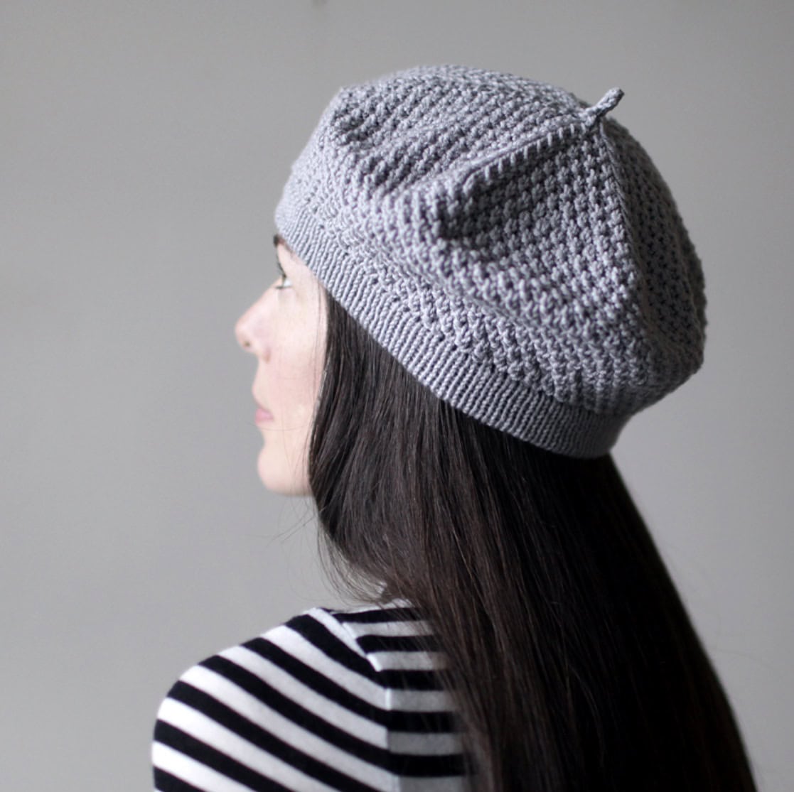 moss stitch beret free knitting pattern